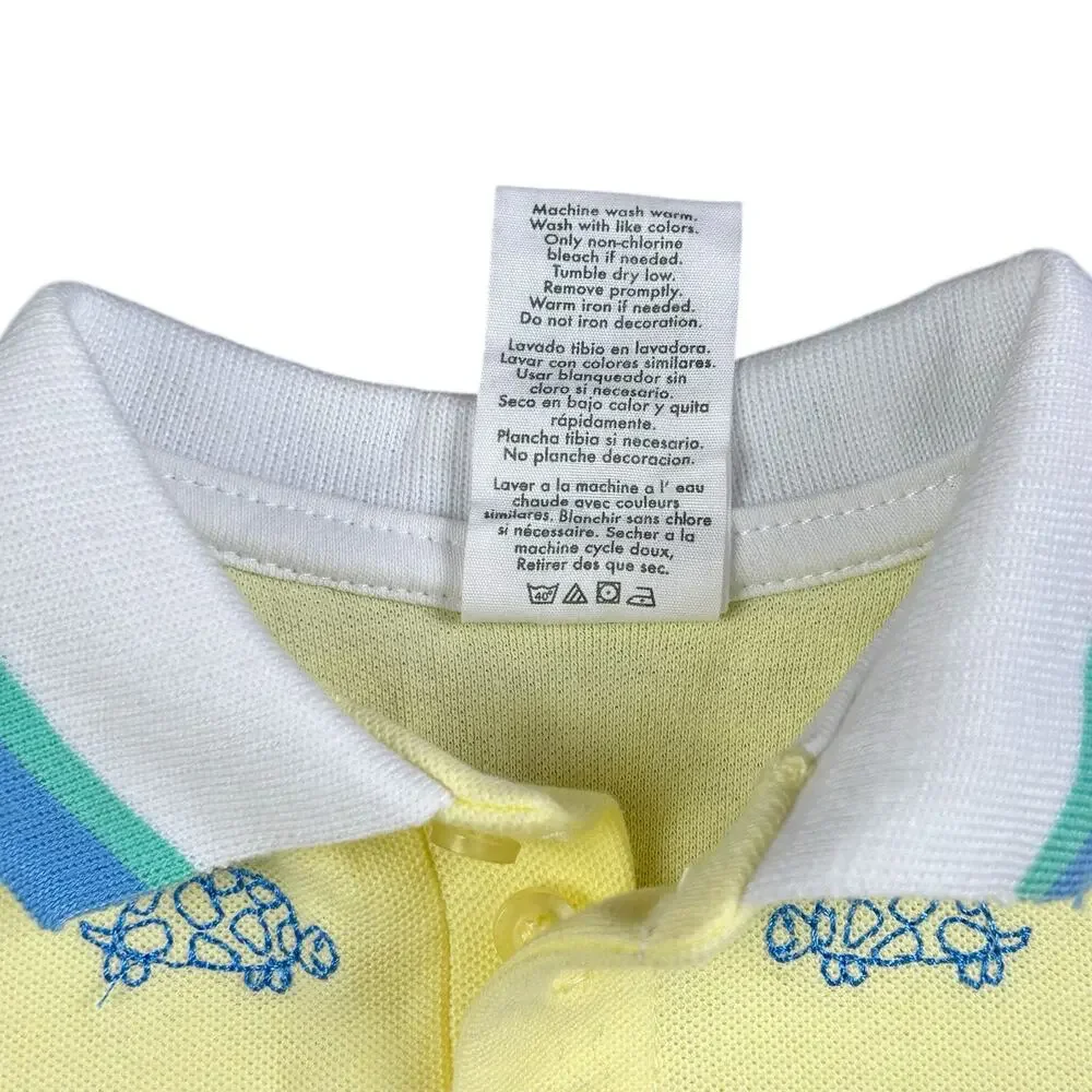 Laura Ashley Baby Romper 3-6 Months Yellow Blue White Turtle Collared One Piece